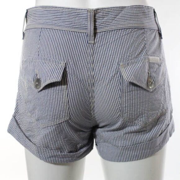 7 For All Mankind Blue White Striped Shorts 24 - Picture 3 of 5